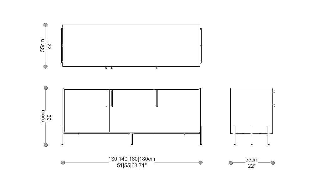 Image of the main dimensions of the product